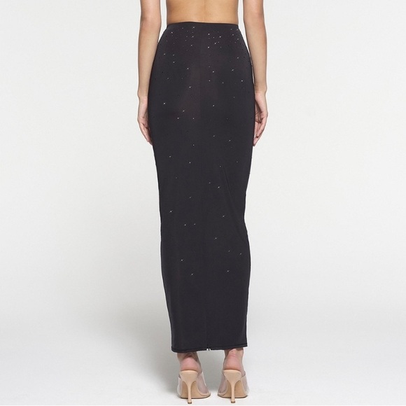 NWT Swarovski × Skims Jelly Sheer Tube Maxi Skirt Onyx/Black Size Medium - Picture 3 of 16